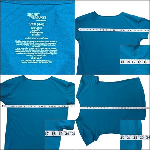 Secret Treasures 2PC Camping Pajama Lounge Set Turquoise Gray Size S/CH (4-6) - Picture 5 of 11